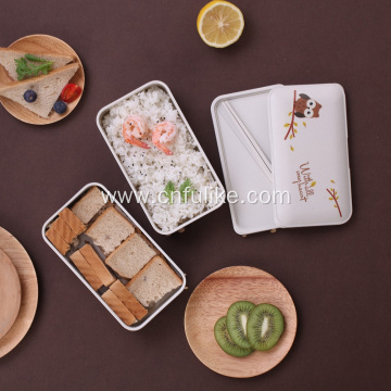 Owl Pattern Bamboo Food Container Box